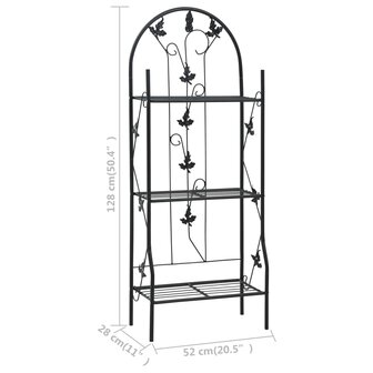 Plantenrek 3-laags 52x28x128 cm ijzer zwart 7
