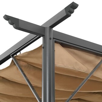 Pergola met uittrekbaar dak 180 g/m&sup2; 3x3 m staal taupe 3