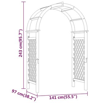 Boog met latwerk 141x97x243 cm ge&iuml;mpregneerd massief grenenhout 6