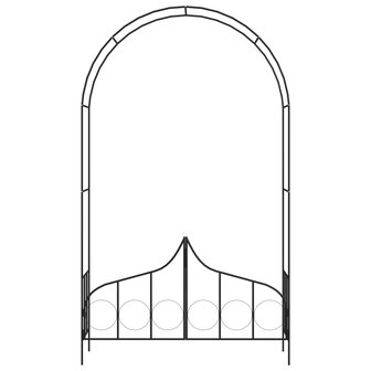 Tuinboog met hek 138x40x238 cm ijzer zwart  2