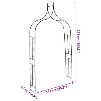 Tuinboog 120x38x258 cm ijzer donkergroen  6