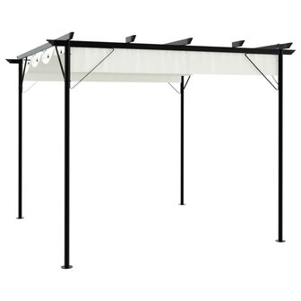 Pergola met uitschuifbaar dak 3x3 m staal cr&eacute;mewit 1
