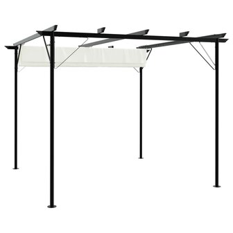 Pergola met uitschuifbaar dak 3x3 m staal cr&eacute;mewit 2