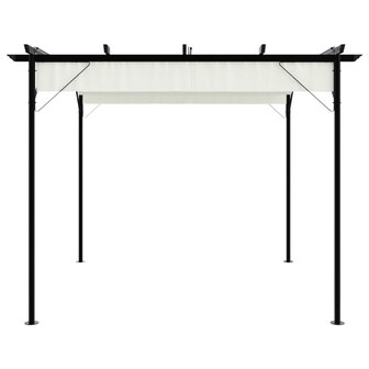 Pergola met uitschuifbaar dak 3x3 m staal cr&eacute;mewit 3