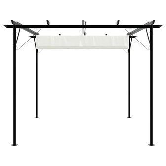 Pergola met uitschuifbaar dak 3x3 m staal cr&eacute;mewit 4