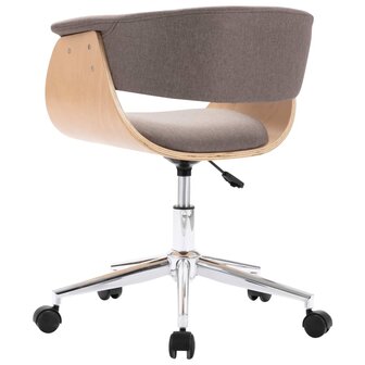 Kantoorstoel draaibaar gebogen hout en stof taupe 4