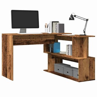 Hoekbureau 200,5x50x76 cm bewerkt hout oud houtkleurig 1
