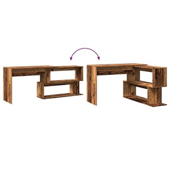 Hoekbureau 200,5x50x76 cm bewerkt hout oud houtkleurig 7
