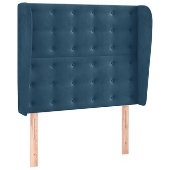 Hoofdbord met randen 83x23x118/128 cm fluweel donkerblauw 2