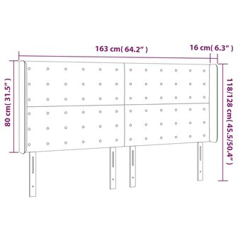 Hoofdbord LED 163x16x118/128 cm fluweel lichtgrijs 6