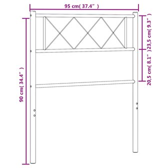 Hoofdbord 90 cm metaal zwart 6