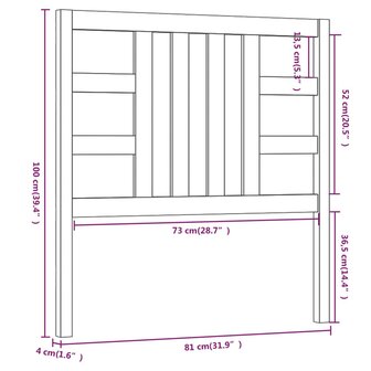 Hoofdbord 81x4x100 cm massief grenenhout zwart 6