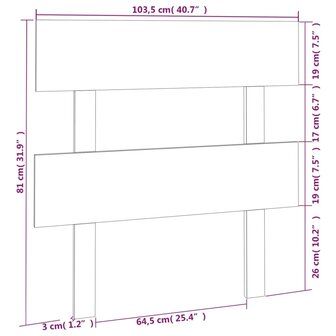 Hoofdbord 103,5x3x81 cm massief grenenhout grijs 6