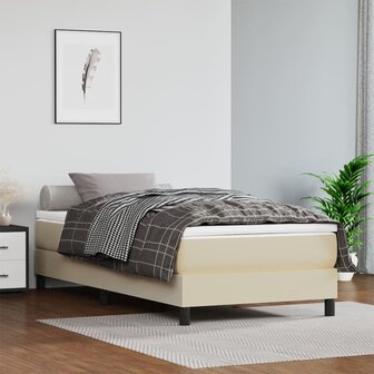 Bedframe kunstleer cr&egrave;mekleurig 100x200 cm 1