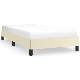 Bedframe kunstleer cr&egrave;mekleurig 100x200 cm 2