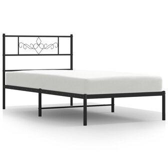 Bedframe met hoofdbord metaal zwart 80x200 cm 2