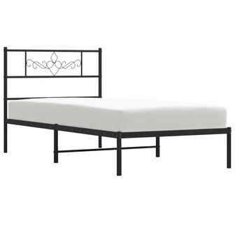 Bedframe met hoofdbord metaal zwart 80x200 cm 4