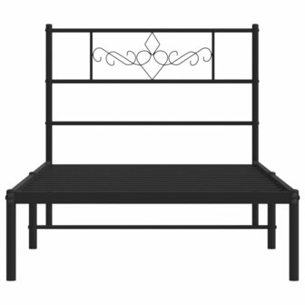 Bedframe met hoofdbord metaal zwart 80x200 cm 5