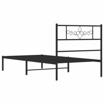 Bedframe met hoofdbord metaal zwart 80x200 cm 7