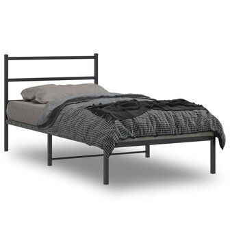 Bedframe met hoofdbord metaal zwart 100x190 cm 1