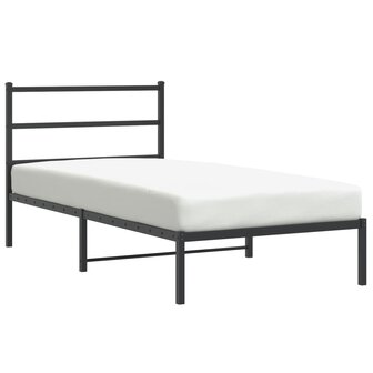 Bedframe met hoofdbord metaal zwart 100x190 cm 2