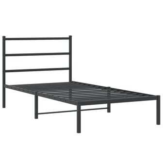 Bedframe met hoofdbord metaal zwart 100x190 cm 3