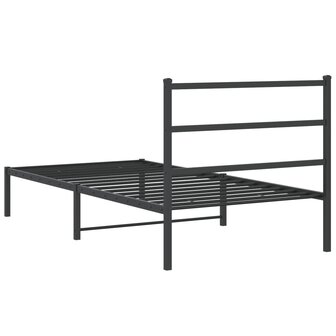 Bedframe met hoofdbord metaal zwart 100x190 cm 7
