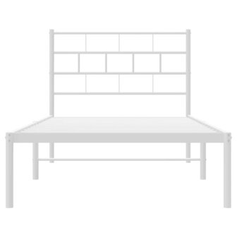Bedframe met hoofdbord metaal wit 100x200 cm 6