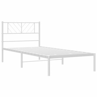 Bedframe met hoofdbord metaal wit 90x200 cm 4