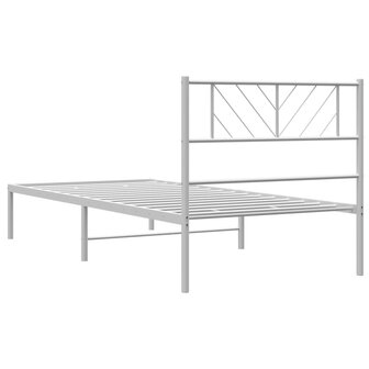 Bedframe met hoofdbord metaal wit 90x200 cm 7