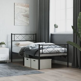 Bedframe met hoofd- en voeteneinde metaal zwart 80x200 cm 1