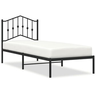 Bedframe met hoofdbord metaal zwart 90x200 cm 2