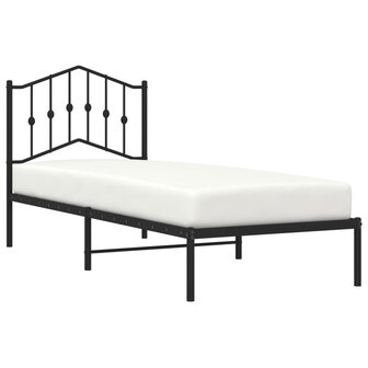 Bedframe met hoofdbord metaal zwart 90x200 cm 3