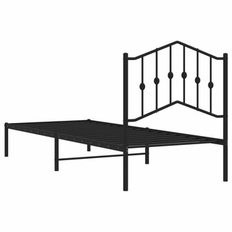 Bedframe met hoofdbord metaal zwart 90x200 cm 7