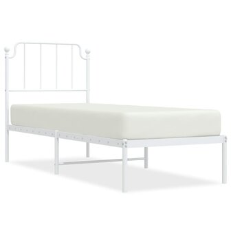 Bedframe met hoofdbord zonder matras metaal wit 75x190 cm 2