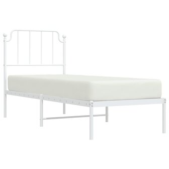 Bedframe met hoofdbord zonder matras metaal wit 75x190 cm 3