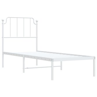 Bedframe met hoofdbord zonder matras metaal wit 75x190 cm 4