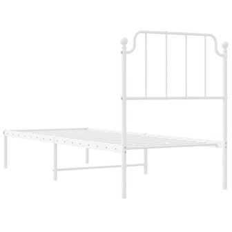 Bedframe met hoofdbord zonder matras metaal wit 75x190 cm 7