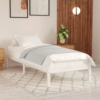 Bedframe massief hout wit 90x190 cm 1