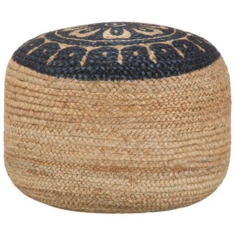 Poef handgemaakt 45x30 cm jute blauw 1