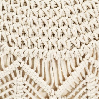 Poef macram&eacute; handgemaakt 45x30 cm katoen 3