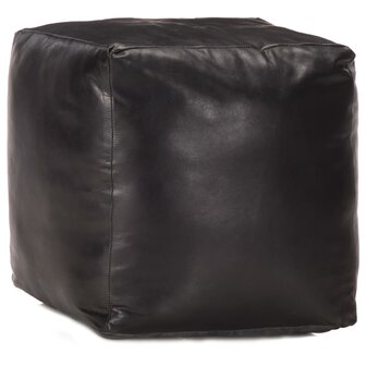 Poef 40x40x40 cm echt geitenleer zwart 1