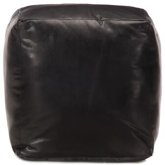 Poef 40x40x40 cm echt geitenleer zwart 2