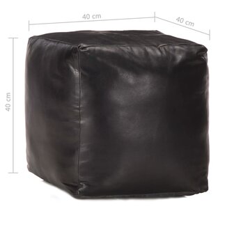 Poef 40x40x40 cm echt geitenleer zwart 4