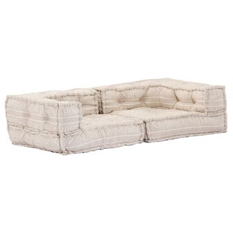 Poef tweezits modulair stof beige 2