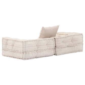 Poef tweezits modulair stof beige 3