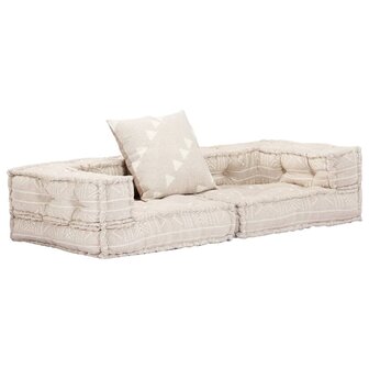 Poef tweezits modulair stof beige 9