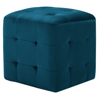 Poef 2 st 30x30x30 cm fluweel blauw 2