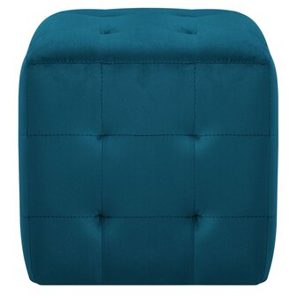 Poef 2 st 30x30x30 cm fluweel blauw 3