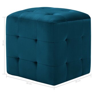 Poef 2 st 30x30x30 cm fluweel blauw 6